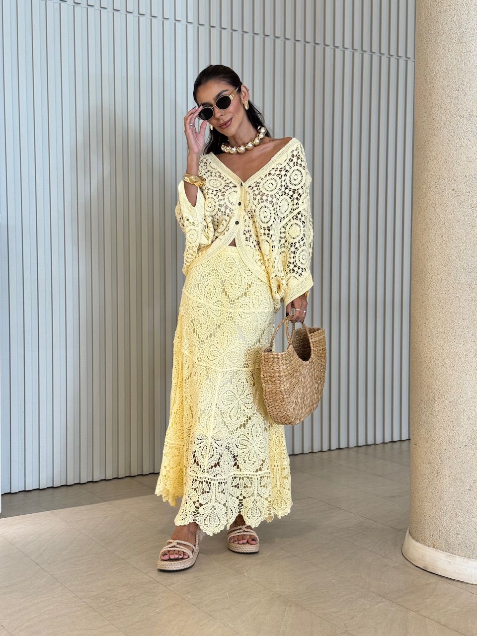 CAMISA SALETE CROCHÊ YELLOW BUTTER