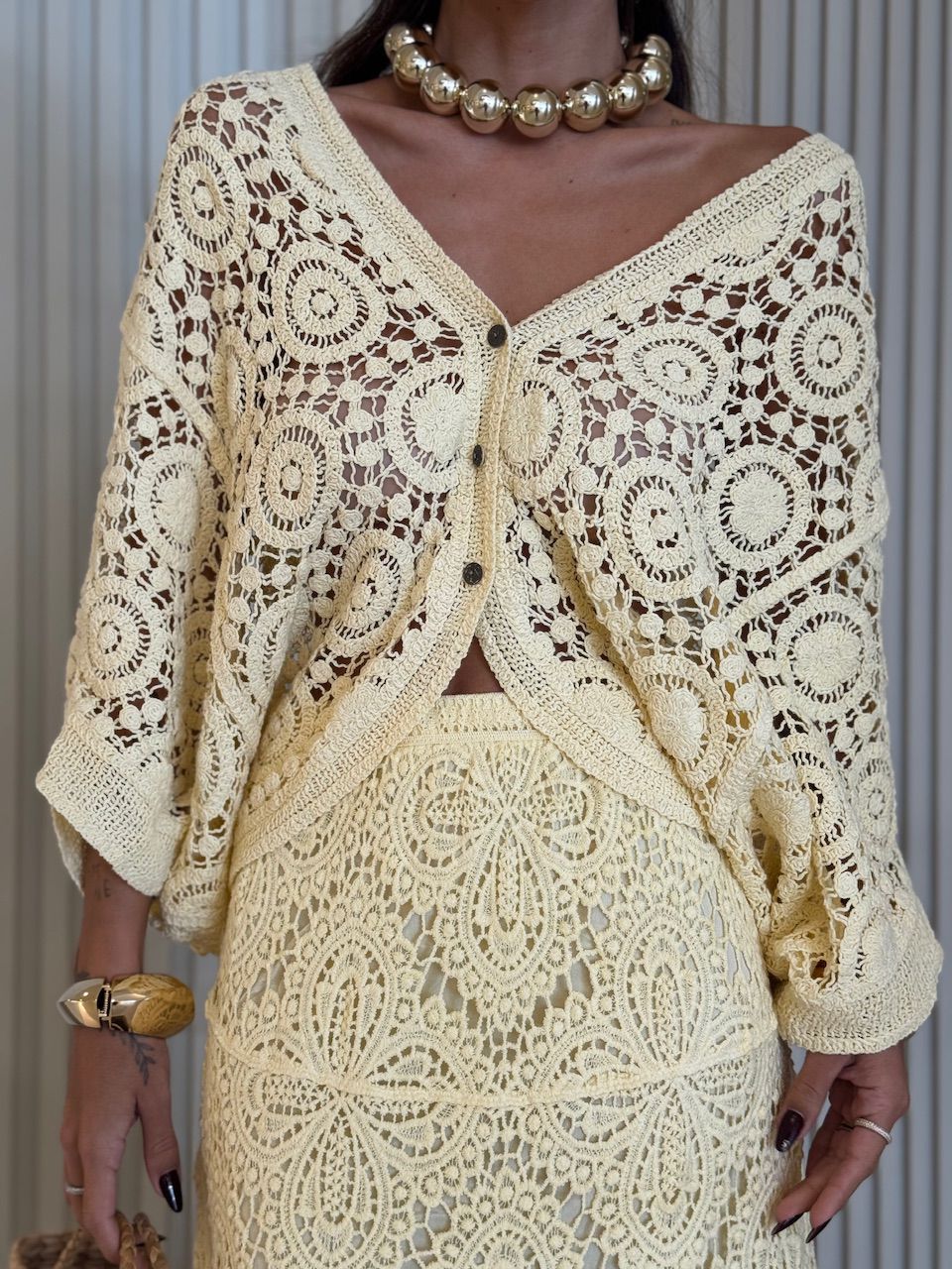 CAMISA SALETE CROCHÊ YELLOW BUTTER