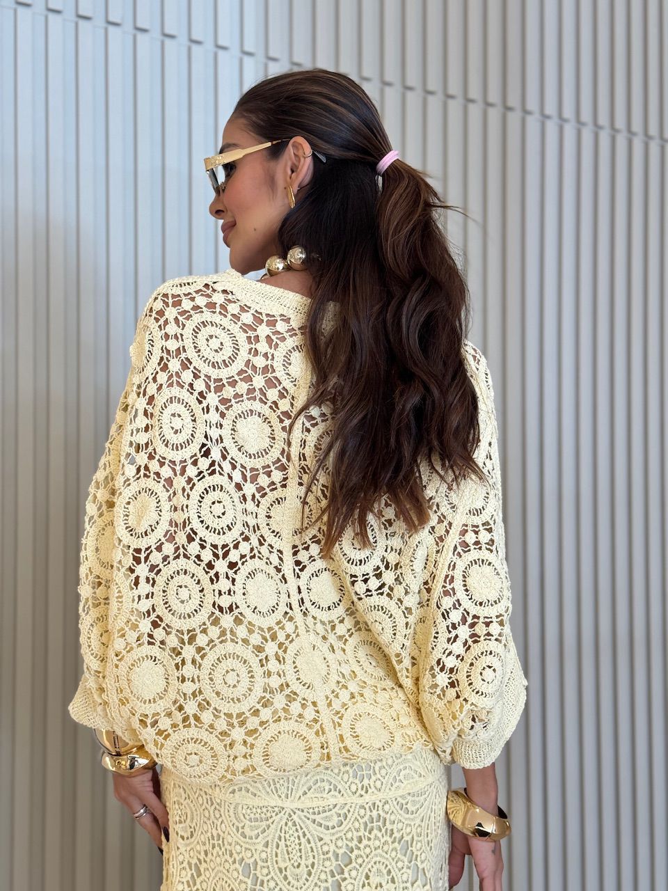 CAMISA SALETE CROCHÊ YELLOW BUTTER