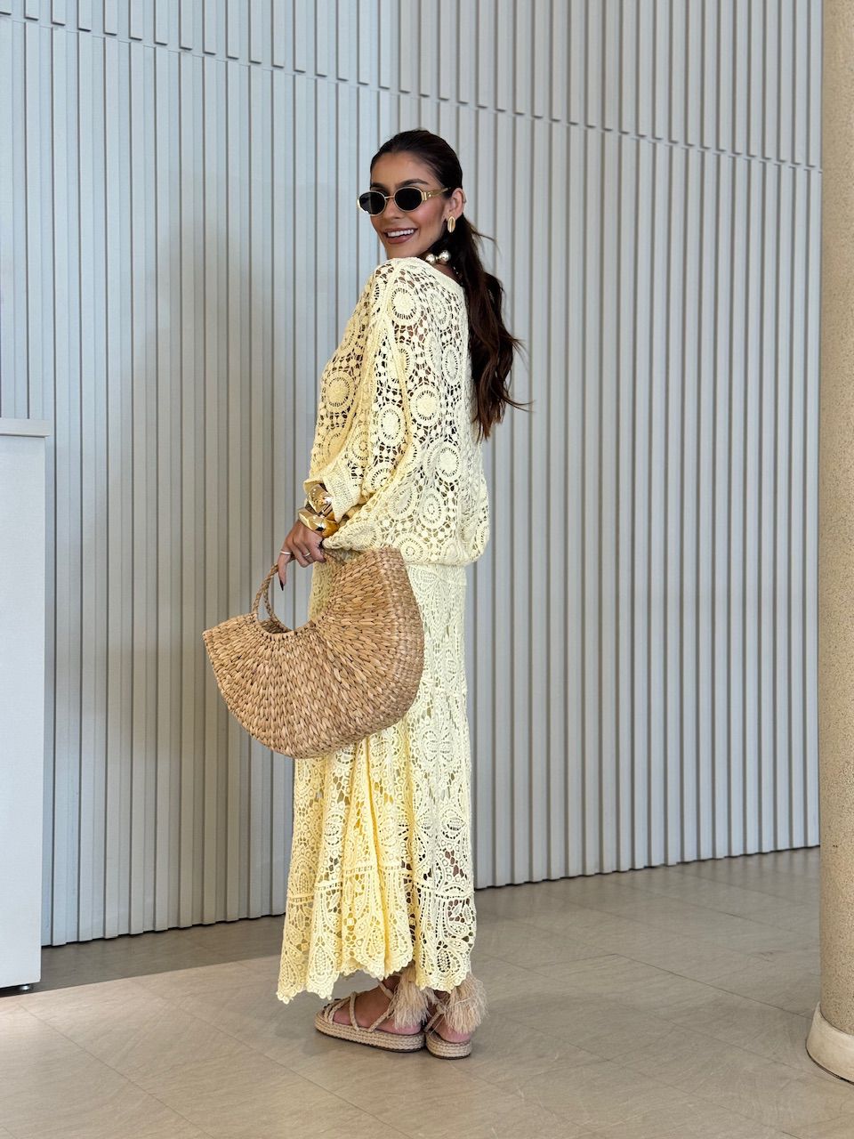 CAMISA SALETE CROCHÊ YELLOW BUTTER