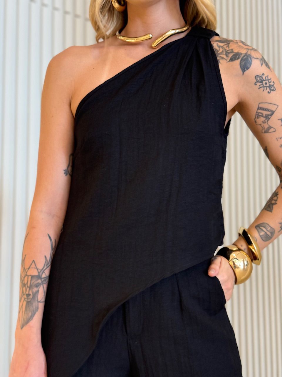 CONJUNTO MAGALI NULA MANGA PRETO