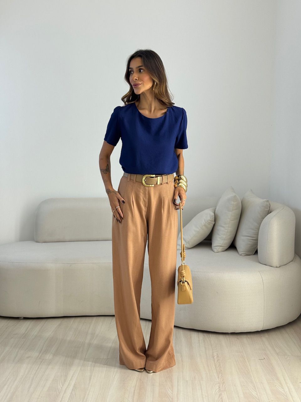 CALÇA ISABELA PANTALONA CAPUCCINO 