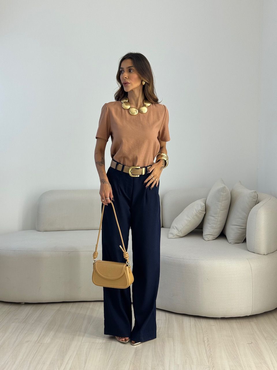 CALÇA ISABELA PANTALONA MARINHO