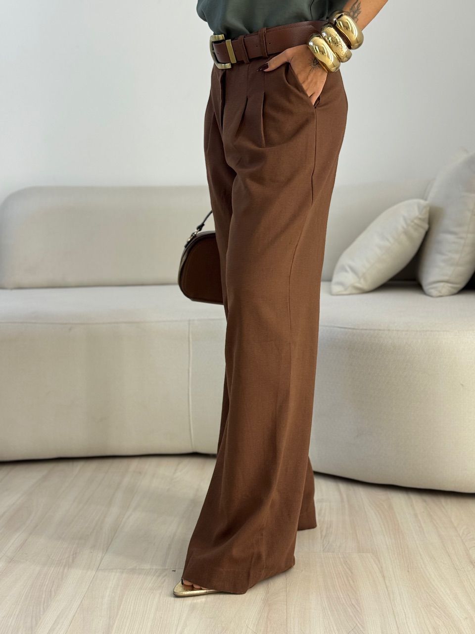 CALÇA ISABELA PANTALONA MARROM