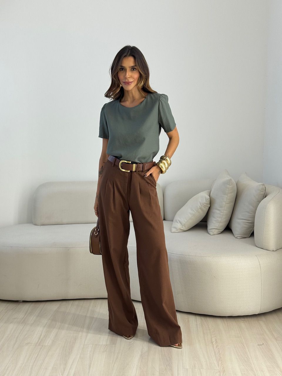 CALÇA ISABELA PANTALONA MARROM