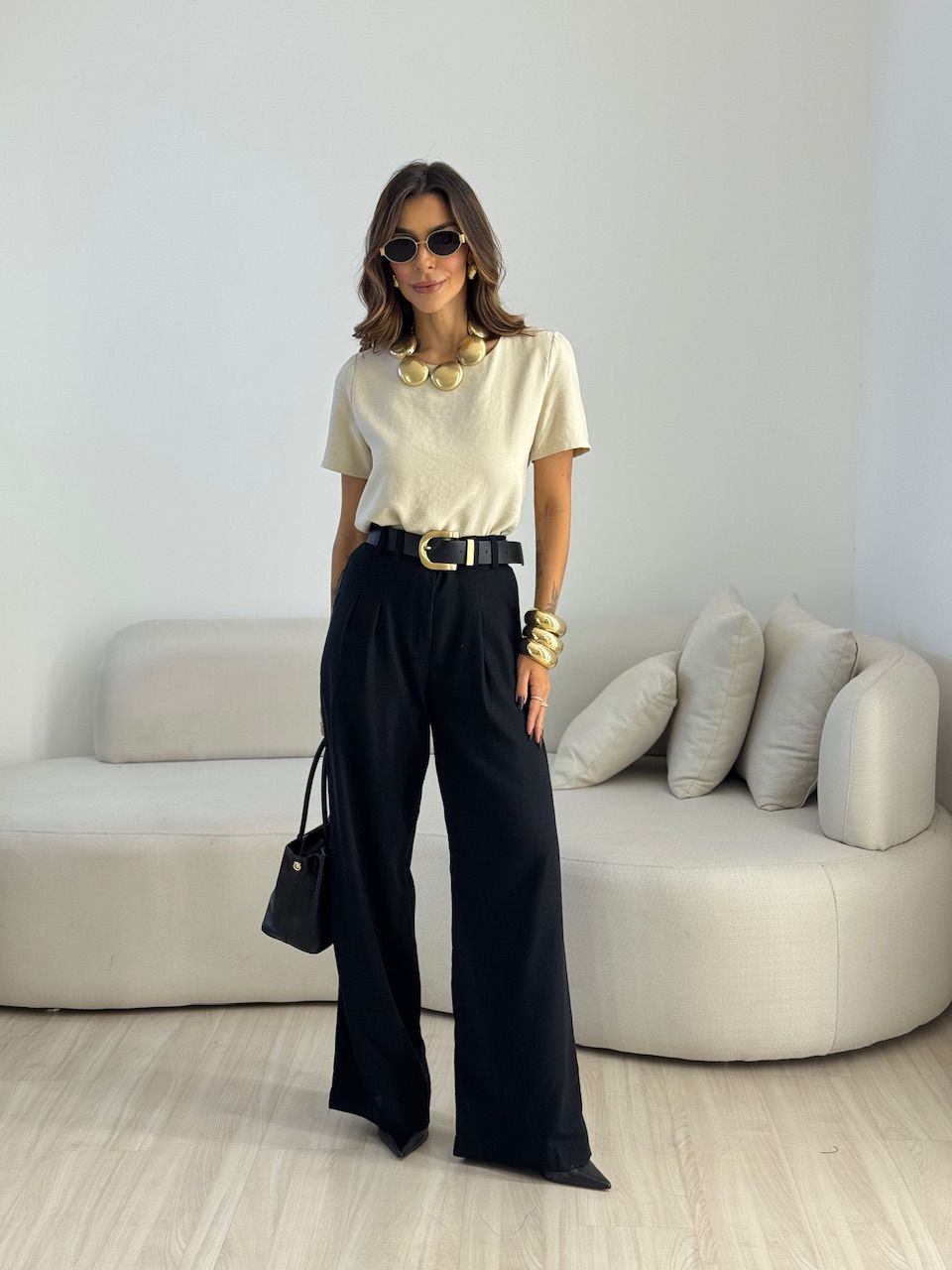 CALÇA ISABELA PANTALONA PRETA