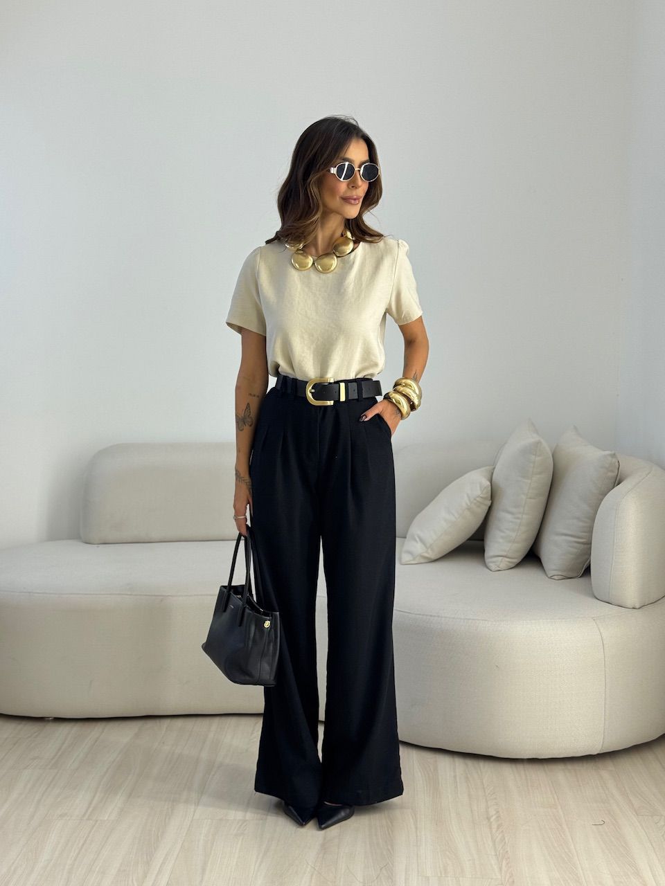 CALÇA ISABELA PANTALONA PRETA