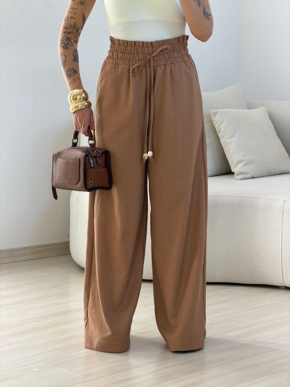 CALÇA PALOMA LASTEX CAPUCCINO - 0073610125 - CAROLLA FERRARO