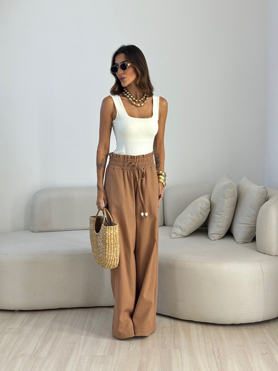 CALÇA PALOMA LASTEX CAPUCCINO 