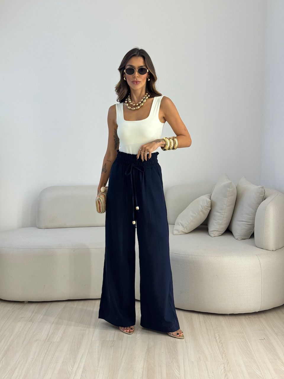 CALÇA PALOMA LASTEX MARINHO