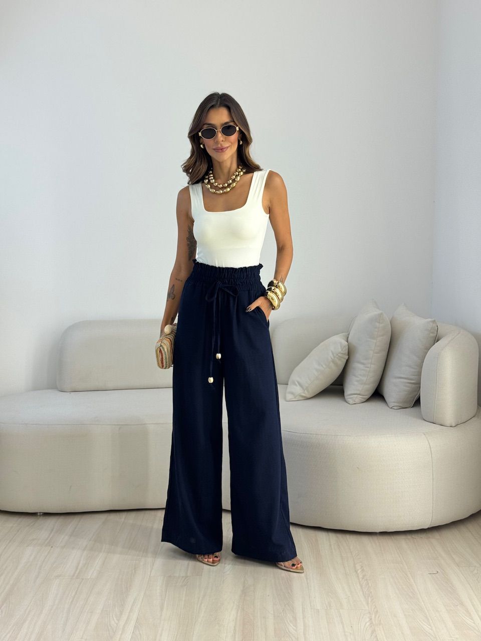 CALÇA PALOMA LASTEX MARINHO