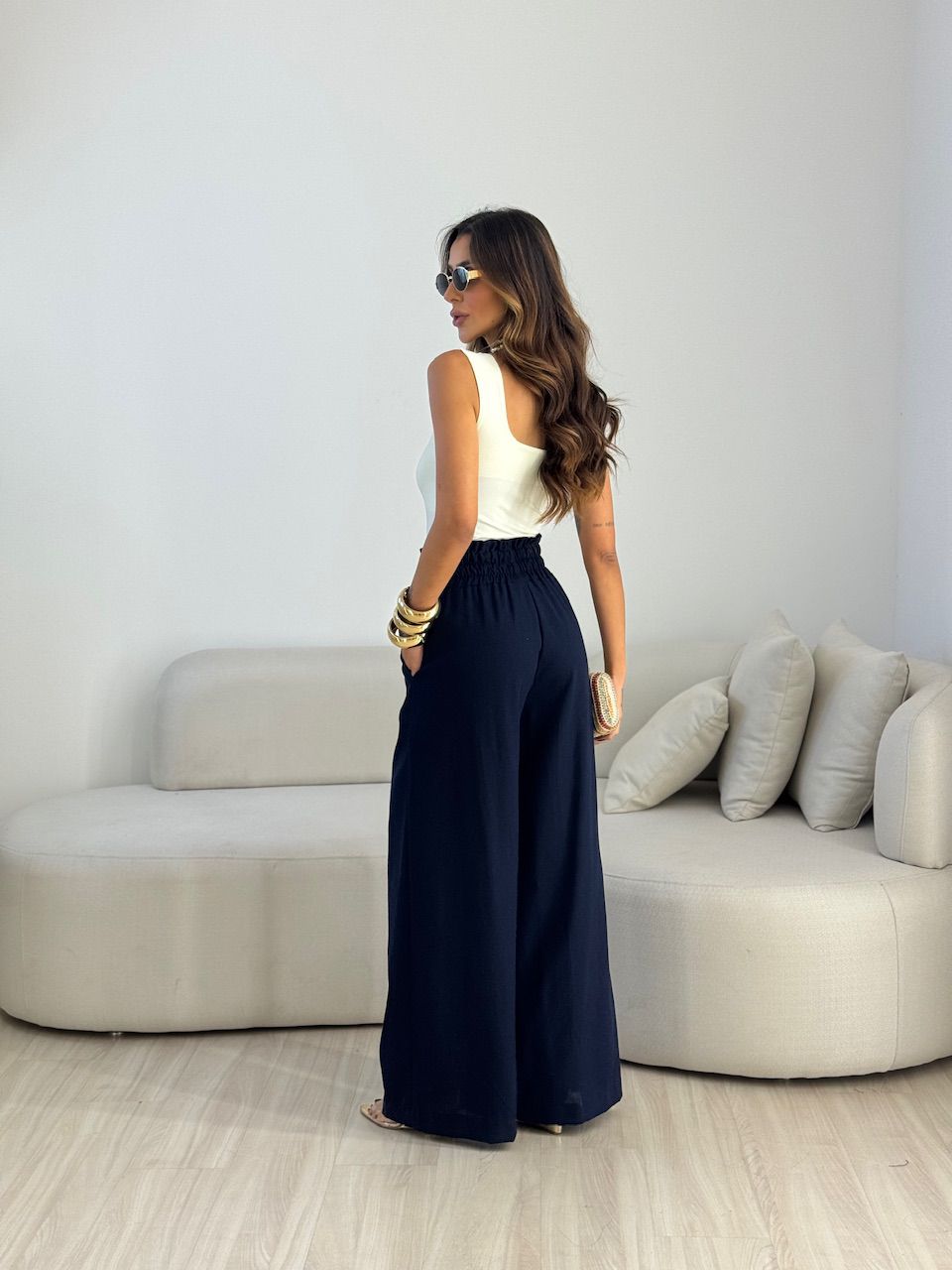 CALÇA PALOMA LASTEX MARINHO