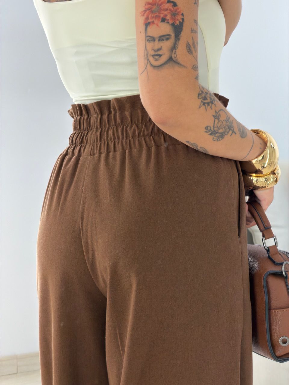 CALÇA PALOMA LASTEX MARROM