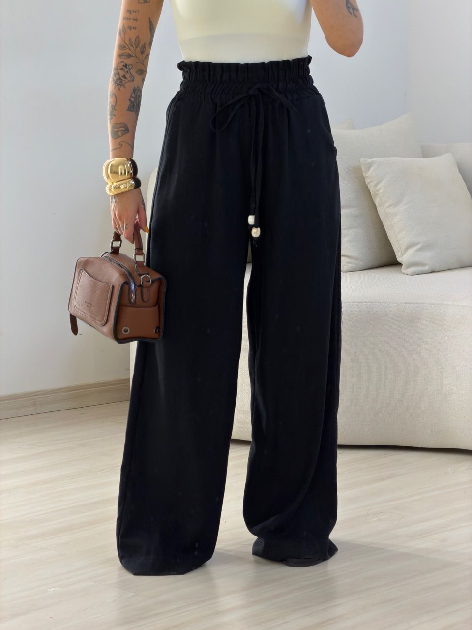 CALÇA PALOMA LASTEX PRETO - 0073610032 - CAROLLA FERRARO