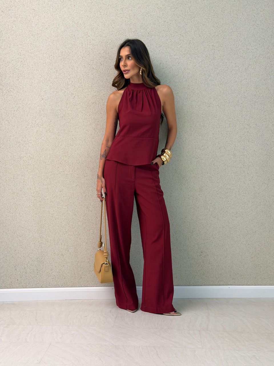 CONJUNTO DAIANE CALÇA VINHO