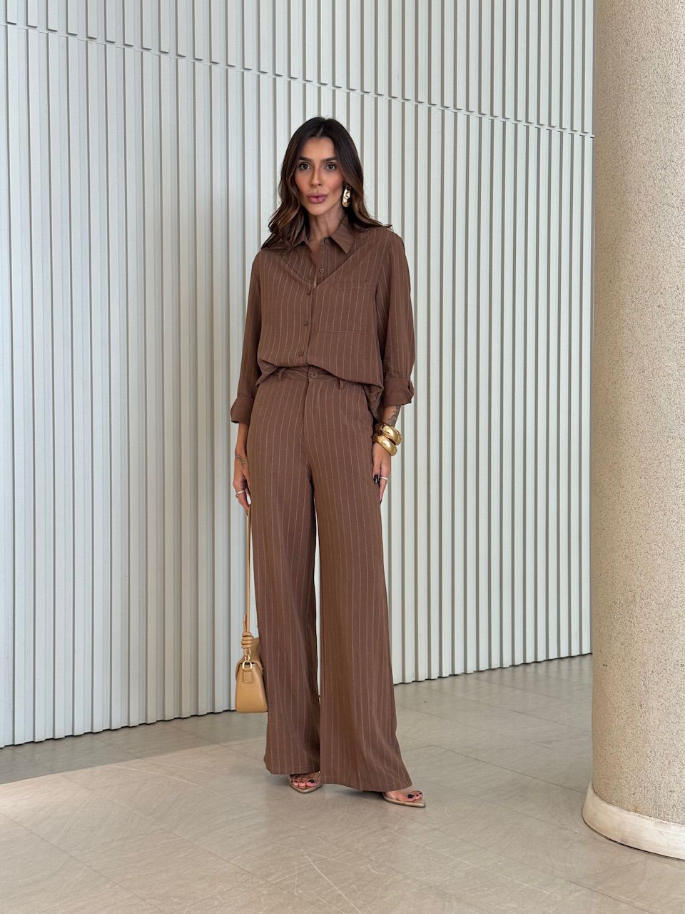 CONJUNTO JULIANA RISCA DE GIZ MARROM - 0073640054 - CAROLLA FERRARO