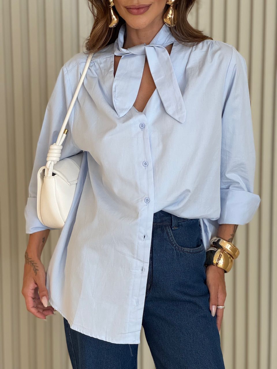 CAMISA BRUNA AMARRAÇÃO AZUL