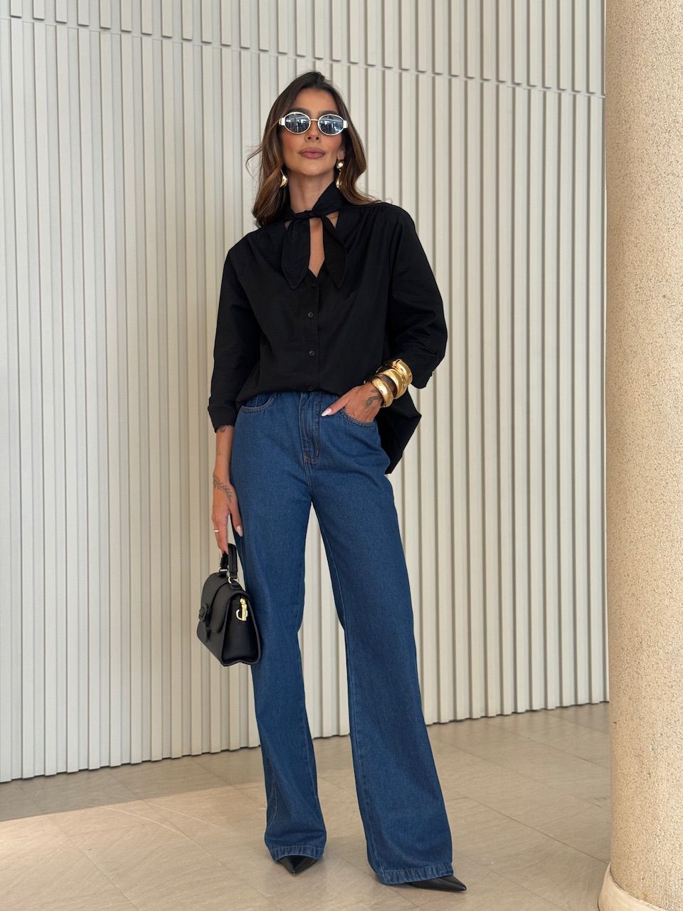 CAMISA BRUNA AMARRAÇÃO PRETA