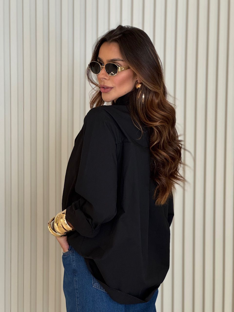 CAMISA BRUNA AMARRAÇÃO PRETA