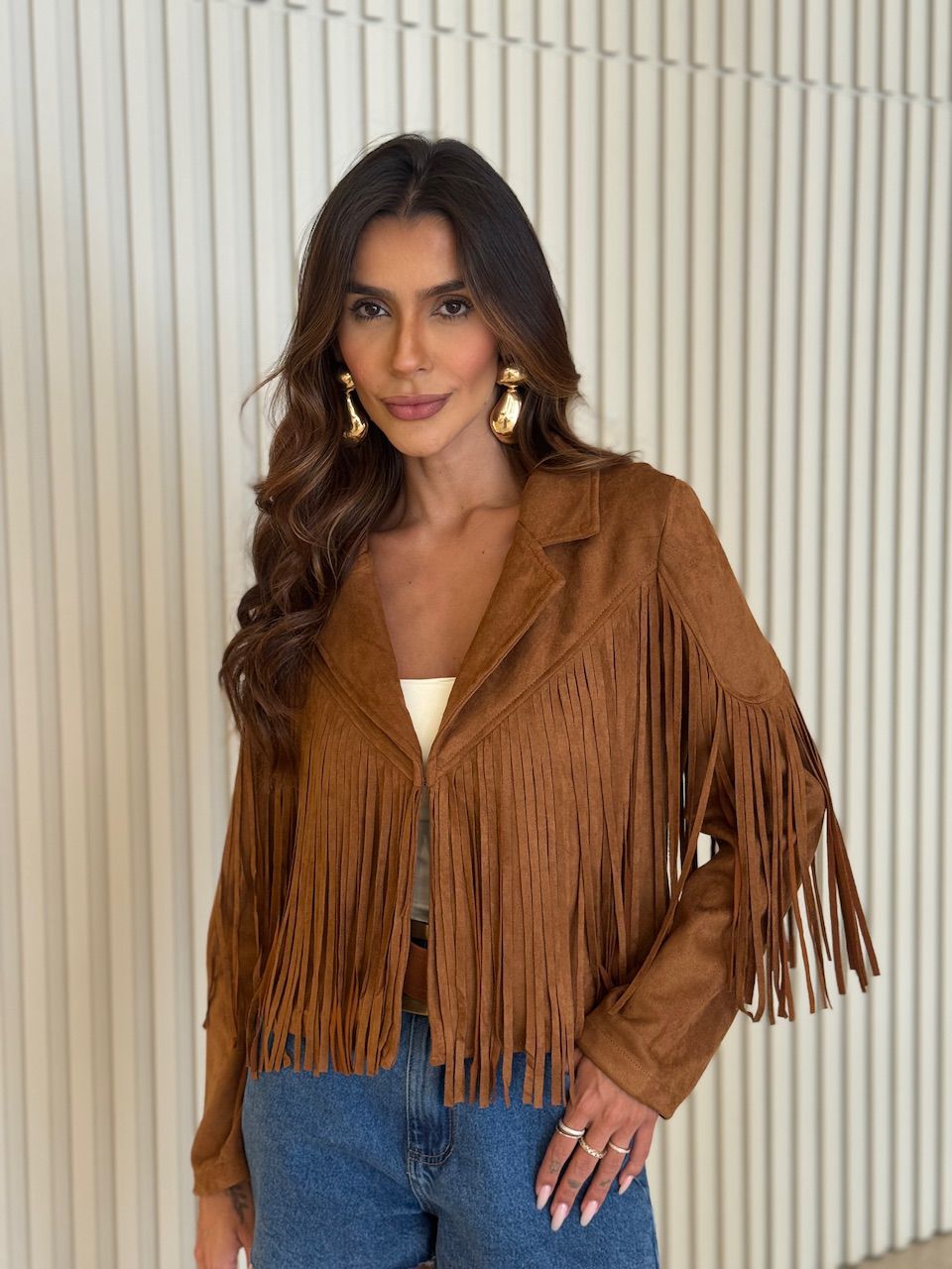 JAQUETA MIRIAM FRANJAS CARAMELO