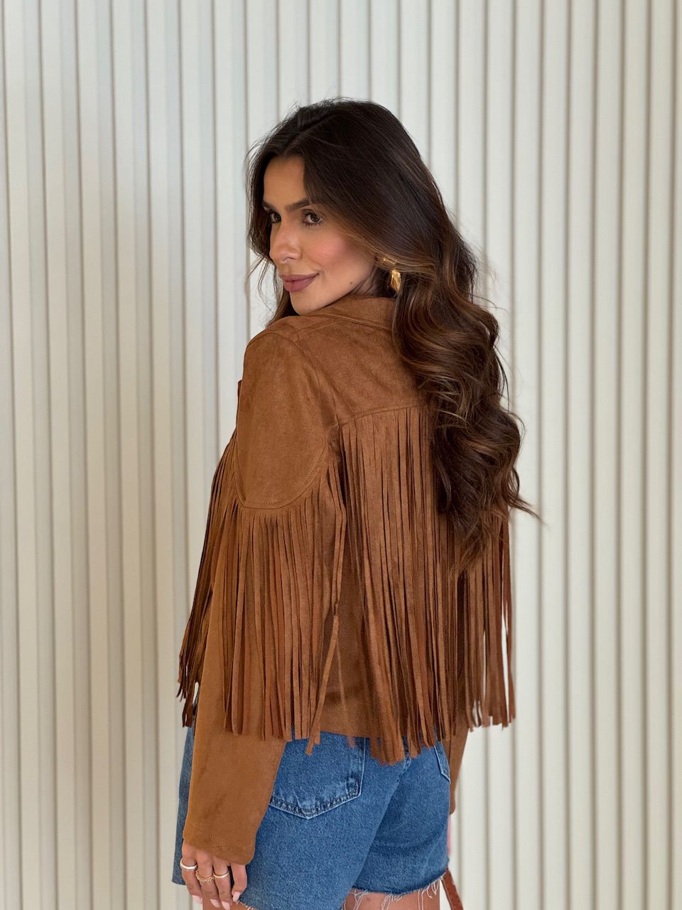 JAQUETA MIRIAM FRANJAS CARAMELO