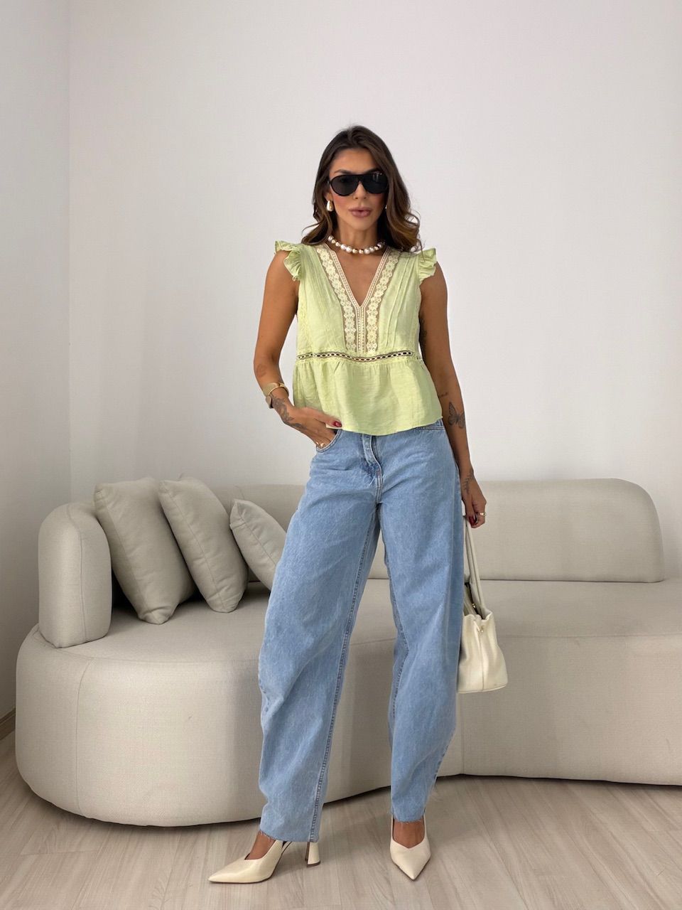 BLUSA CATARINA RENDA VERDE