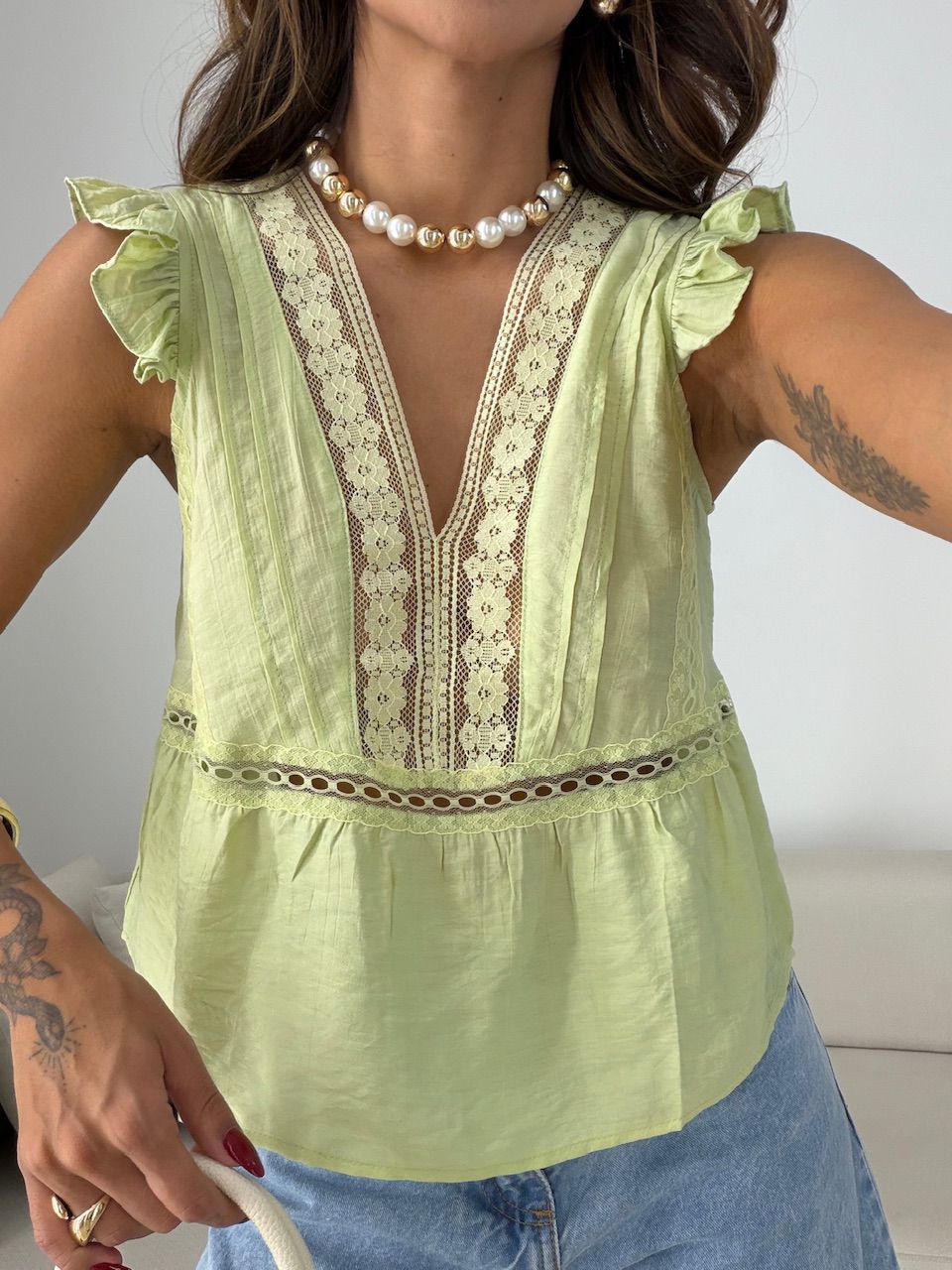 BLUSA CATARINA RENDA VERDE
