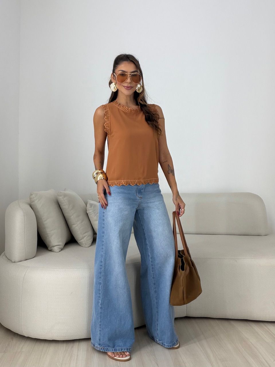 BLUSA JOICE CAVADA TERRA COTA 
