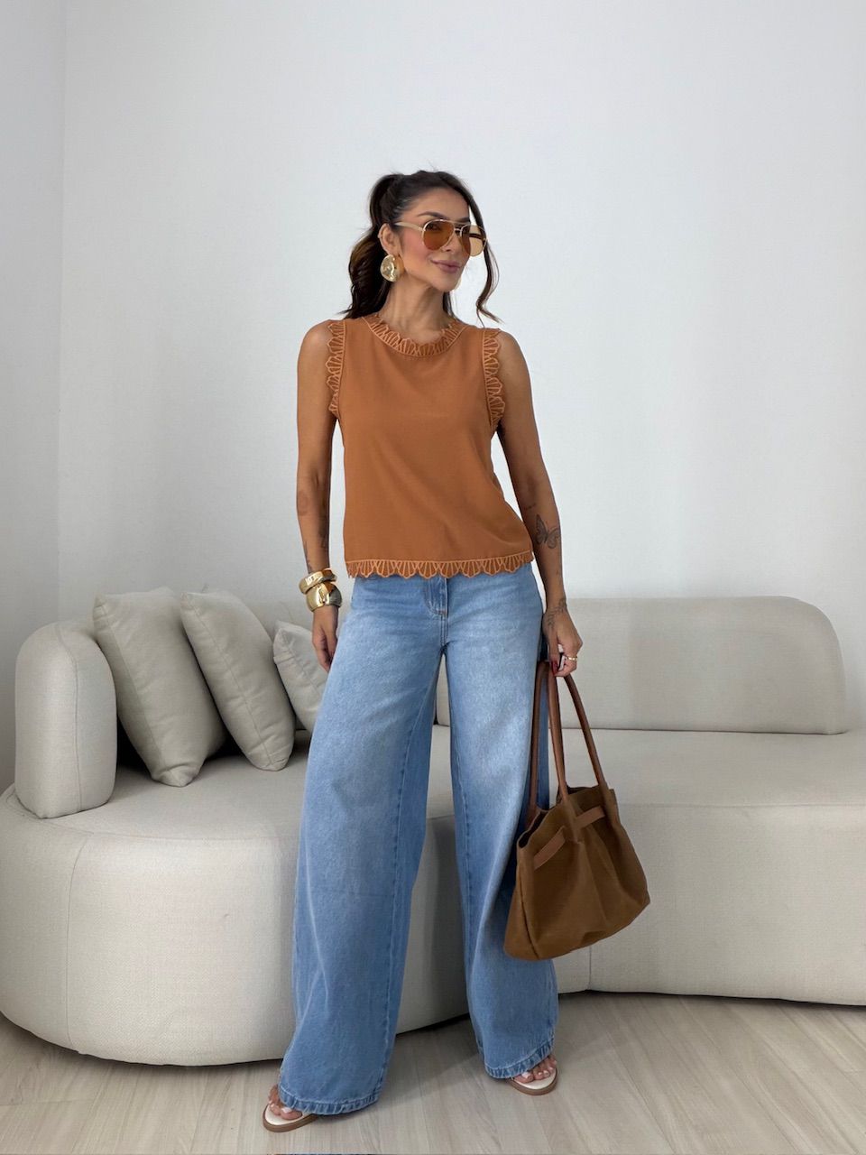 BLUSA JOICE CAVADA TERRA COTA 