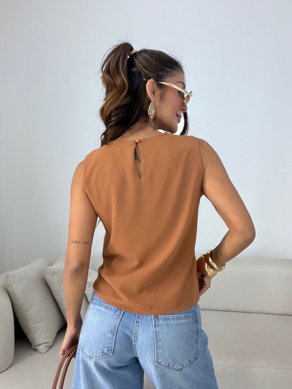 BLUSA JOICE CAVADA TERRA COTA 