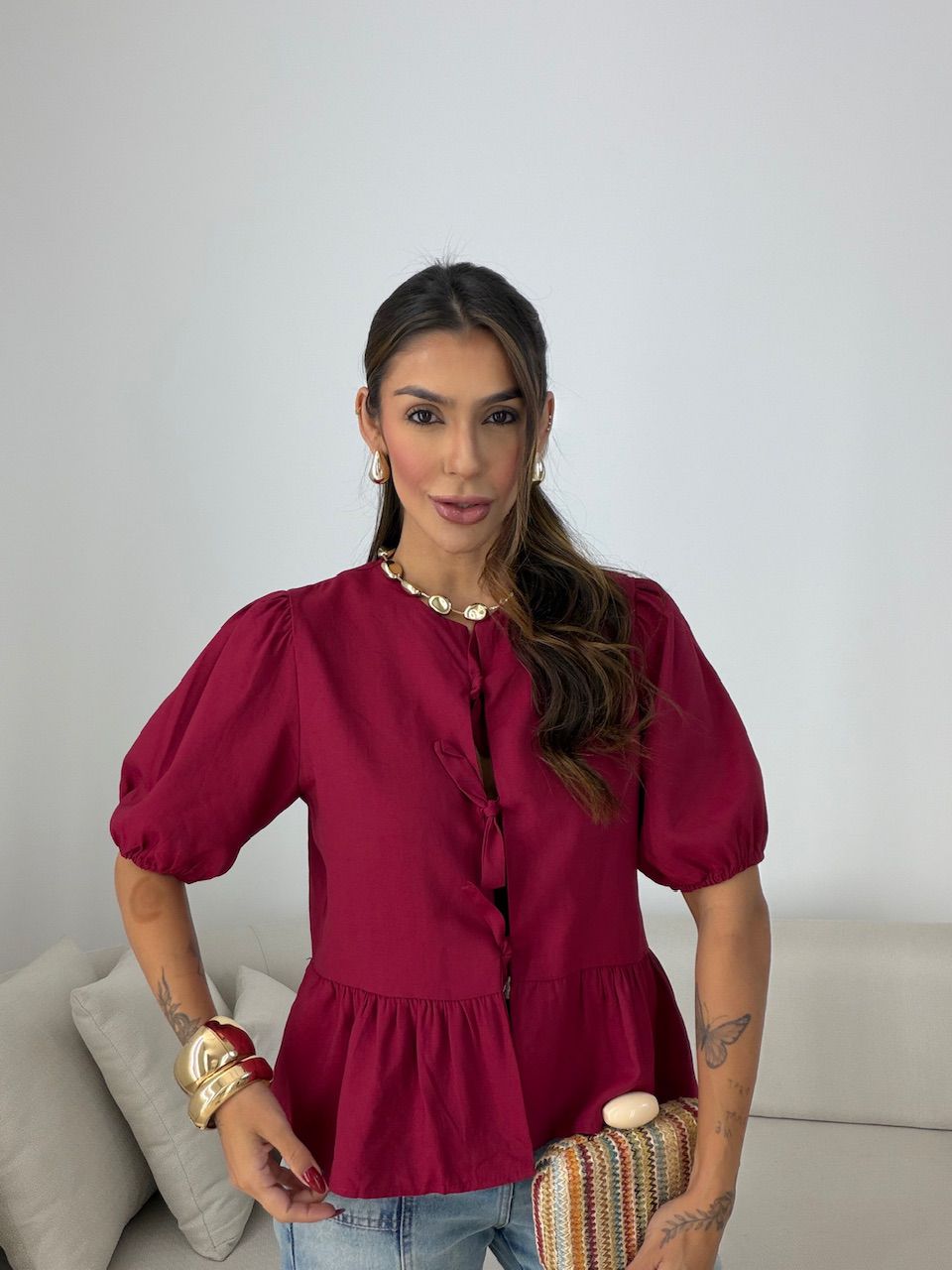 BLUSA RENATA AMARRAÇÃO VINHO