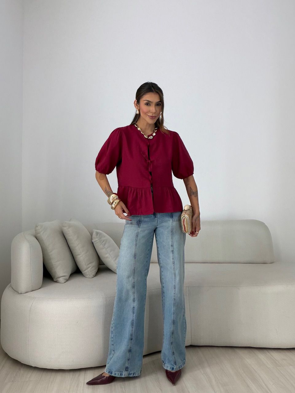 BLUSA RENATA AMARRAÇÃO VINHO