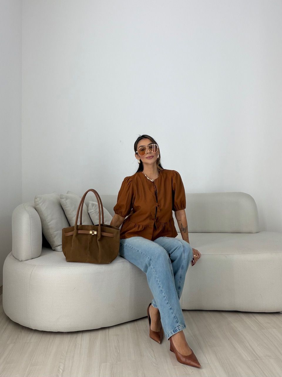 BLUSA RENATA AMARRAÇÃO TERRA COTA 