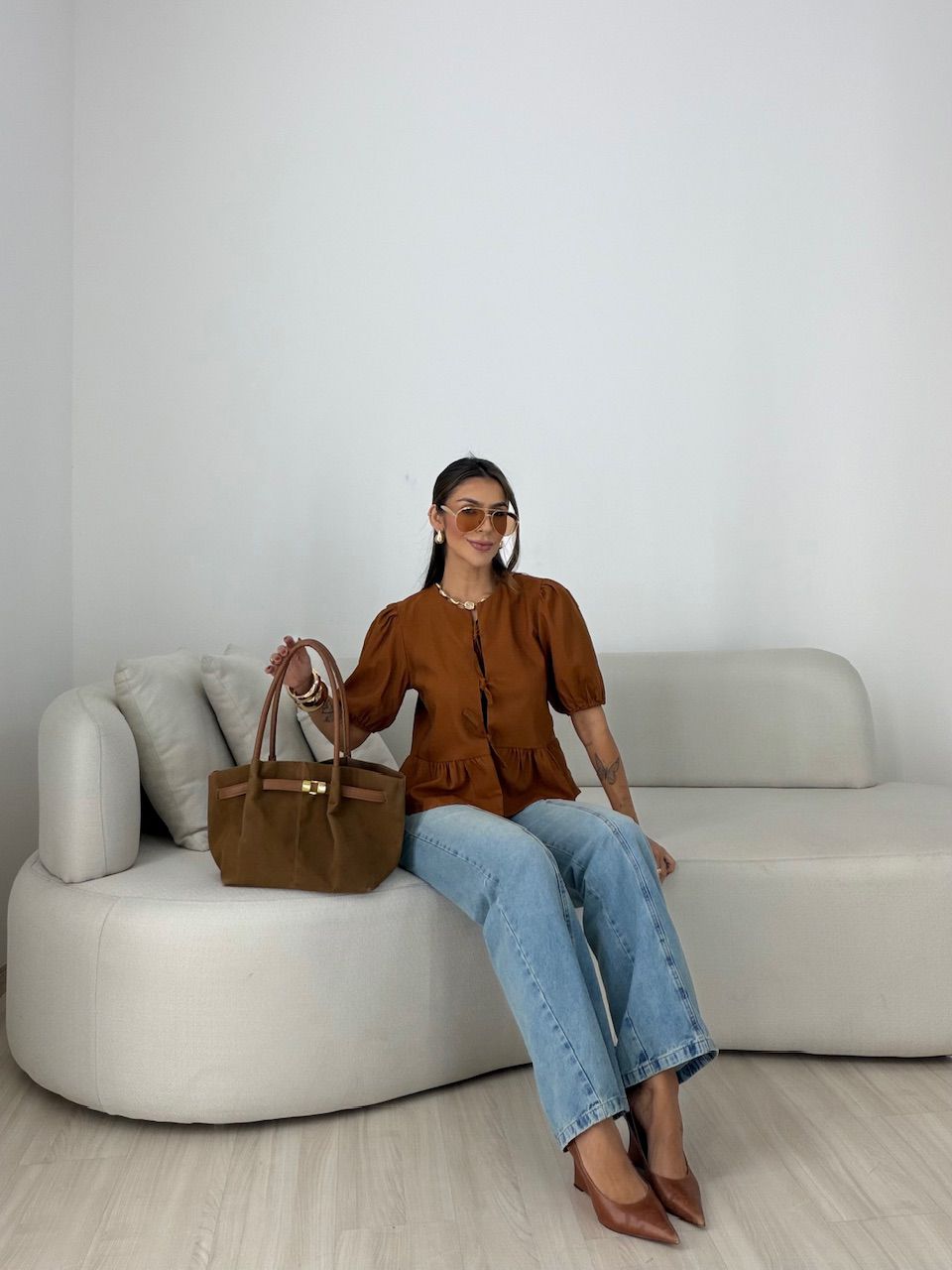 BLUSA RENATA AMARRAÇÃO TERRA COTA 