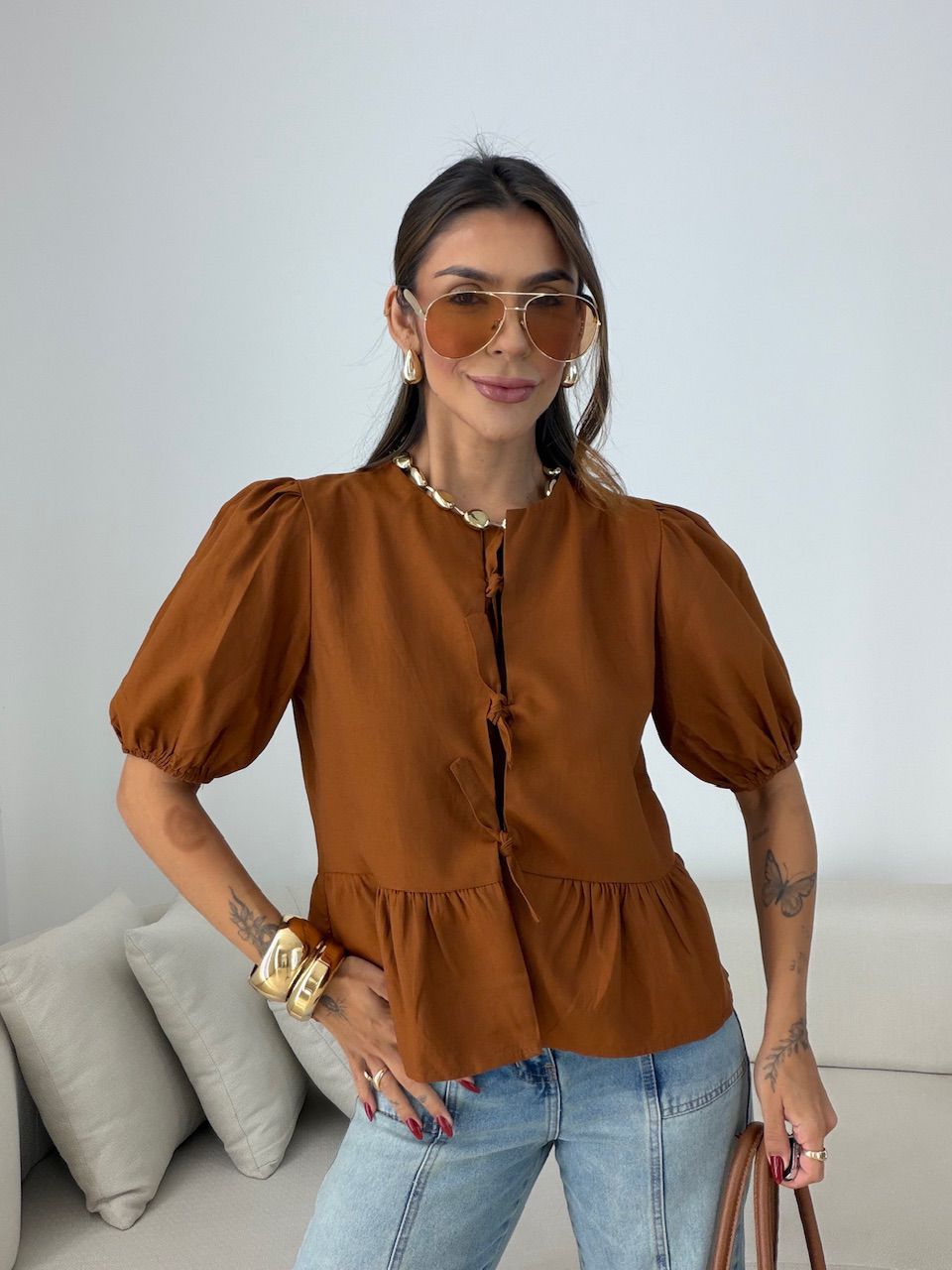 BLUSA RENATA AMARRAÇÃO TERRA COTA 