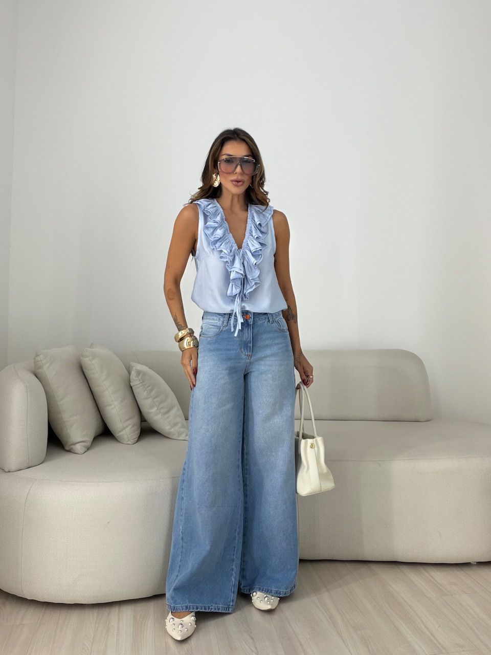 BLUSA VALENTINA BABADO BABY BLUE