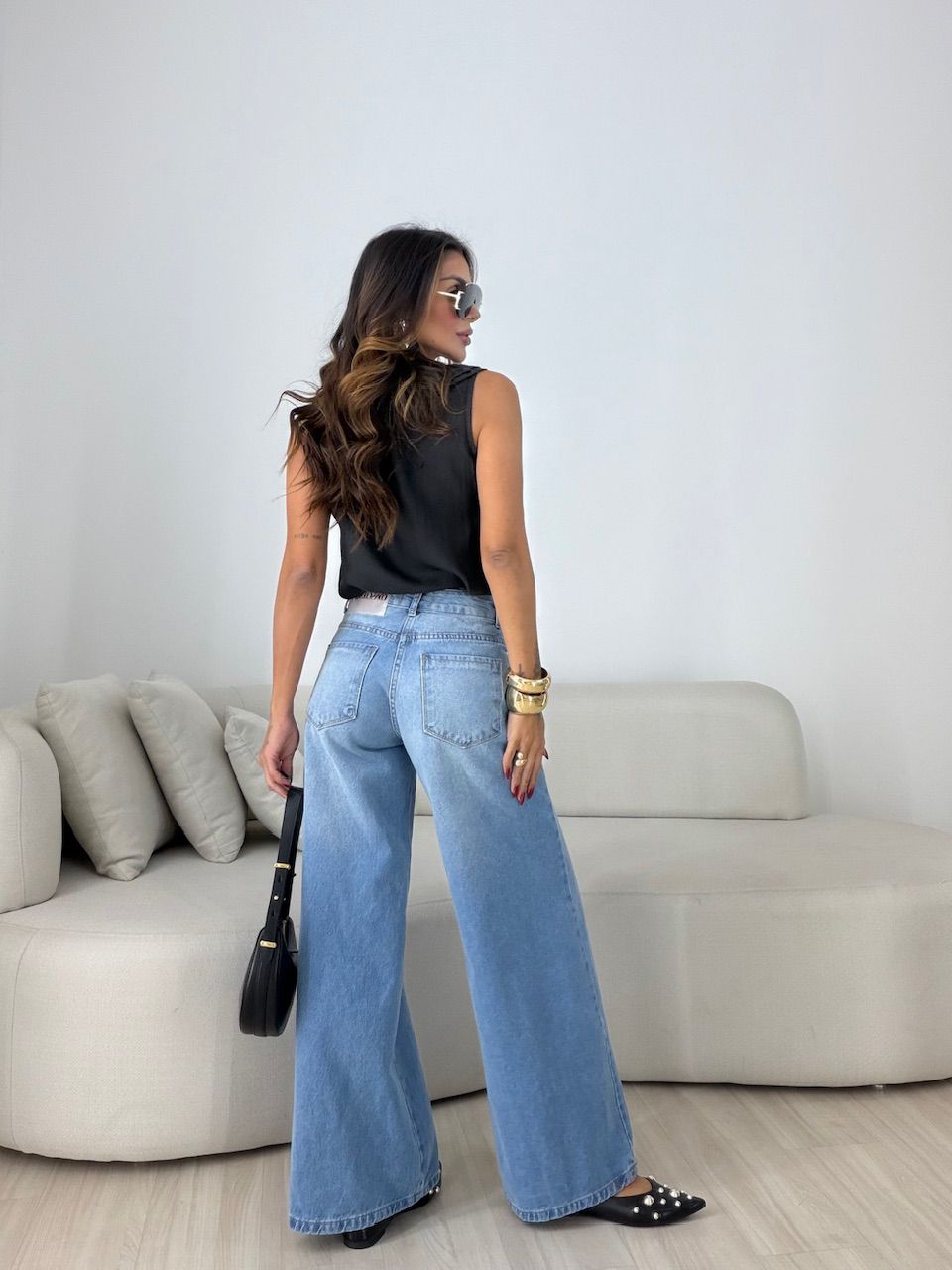 BLUSA VALENTINA BABADO PRETA
