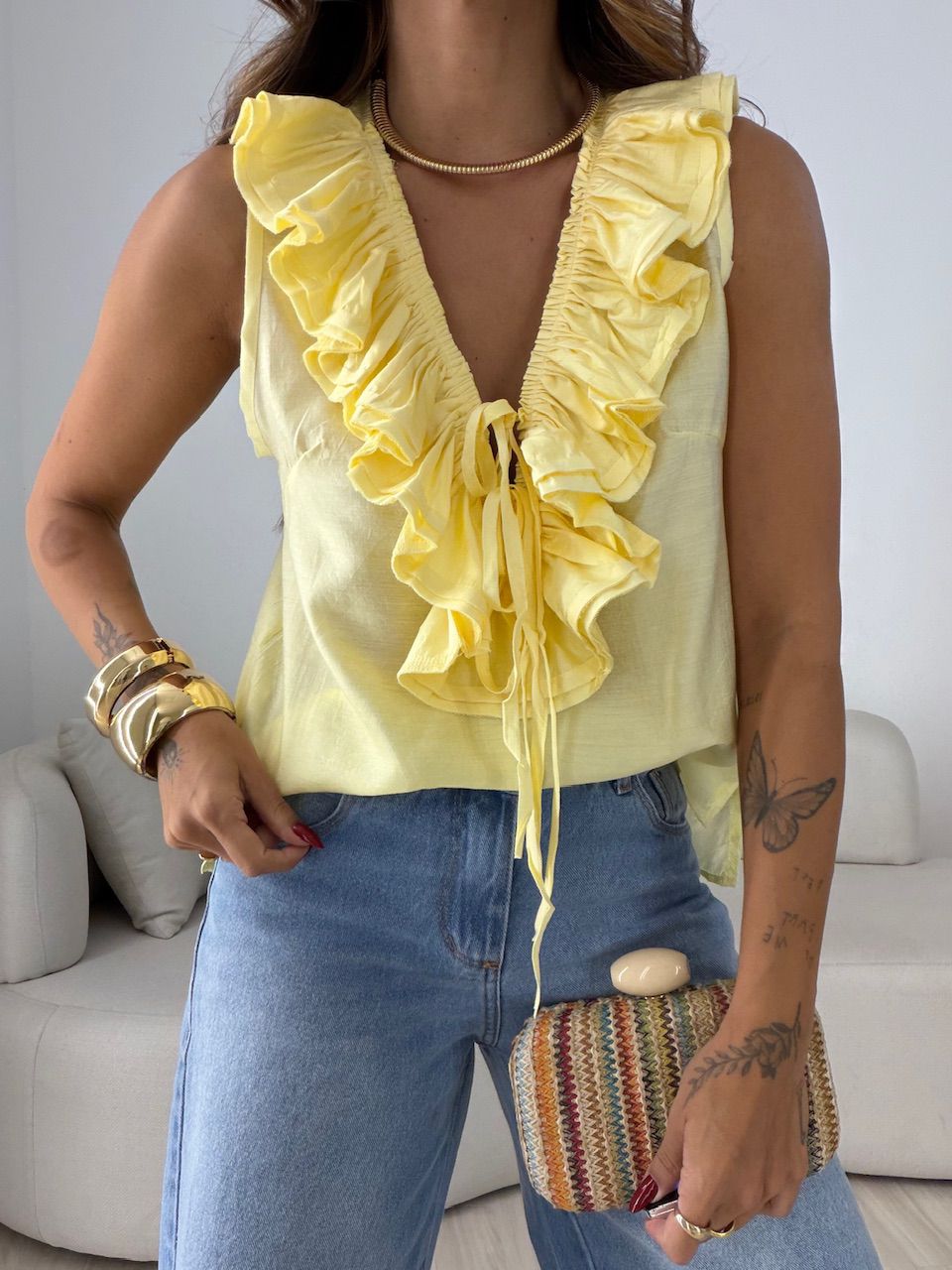 BLUSA VALENTINA BABADO YELLOW BUTTER
