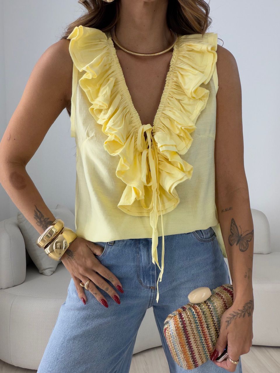 BLUSA VALENTINA BABADO YELLOW BUTTER
