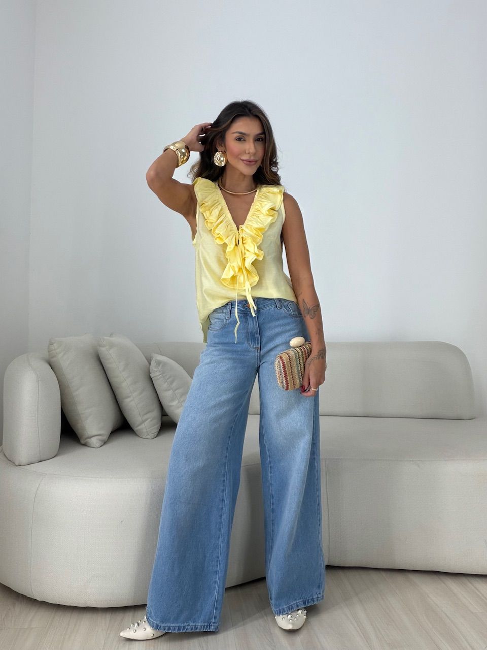 BLUSA VALENTINA BABADO YELLOW BUTTER