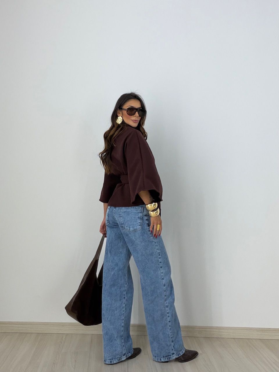 PONCHO PALOMA FAIXA MARROM