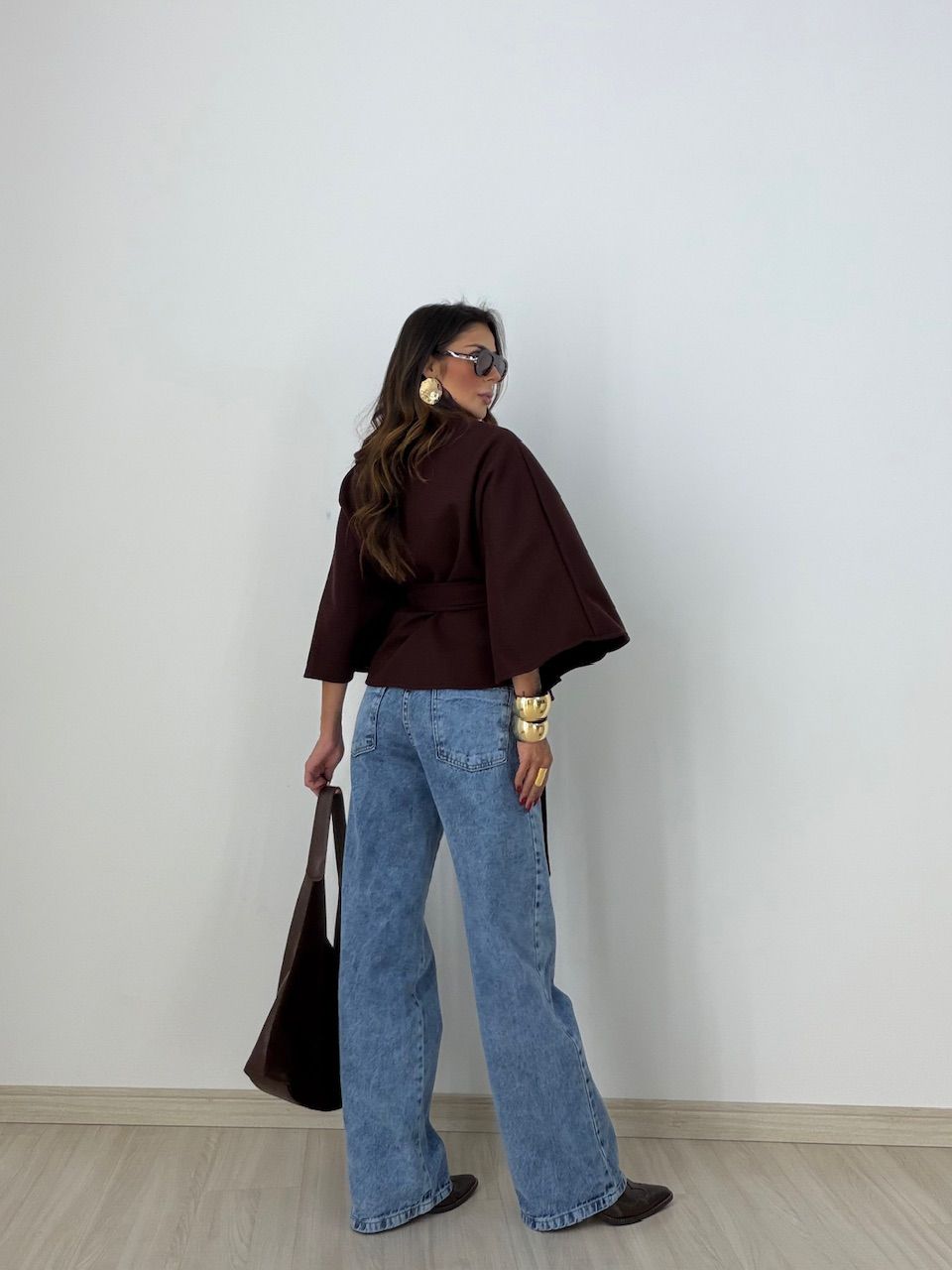 PONCHO PALOMA FAIXA MARROM