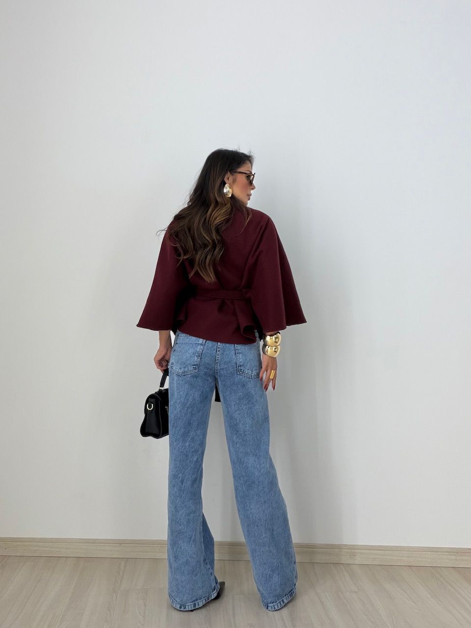 PONCHO PALOMA FAIXA MARSALA