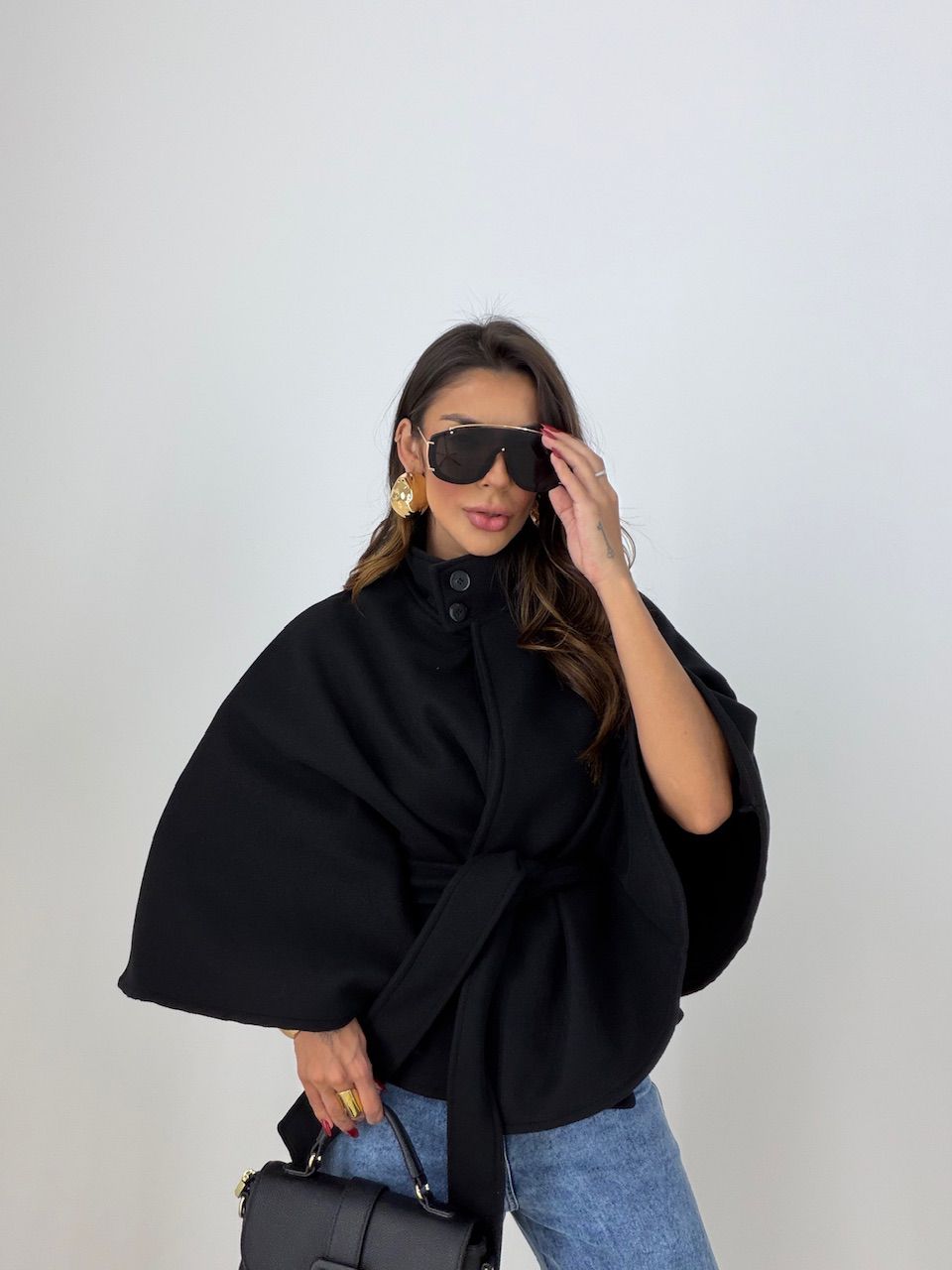 PONCHO PALOMA FAIXA PRETO