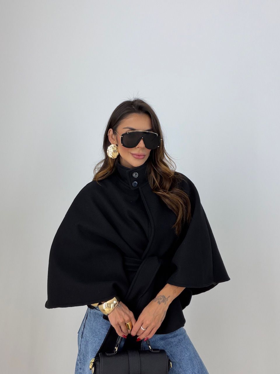 PONCHO PALOMA FAIXA PRETO