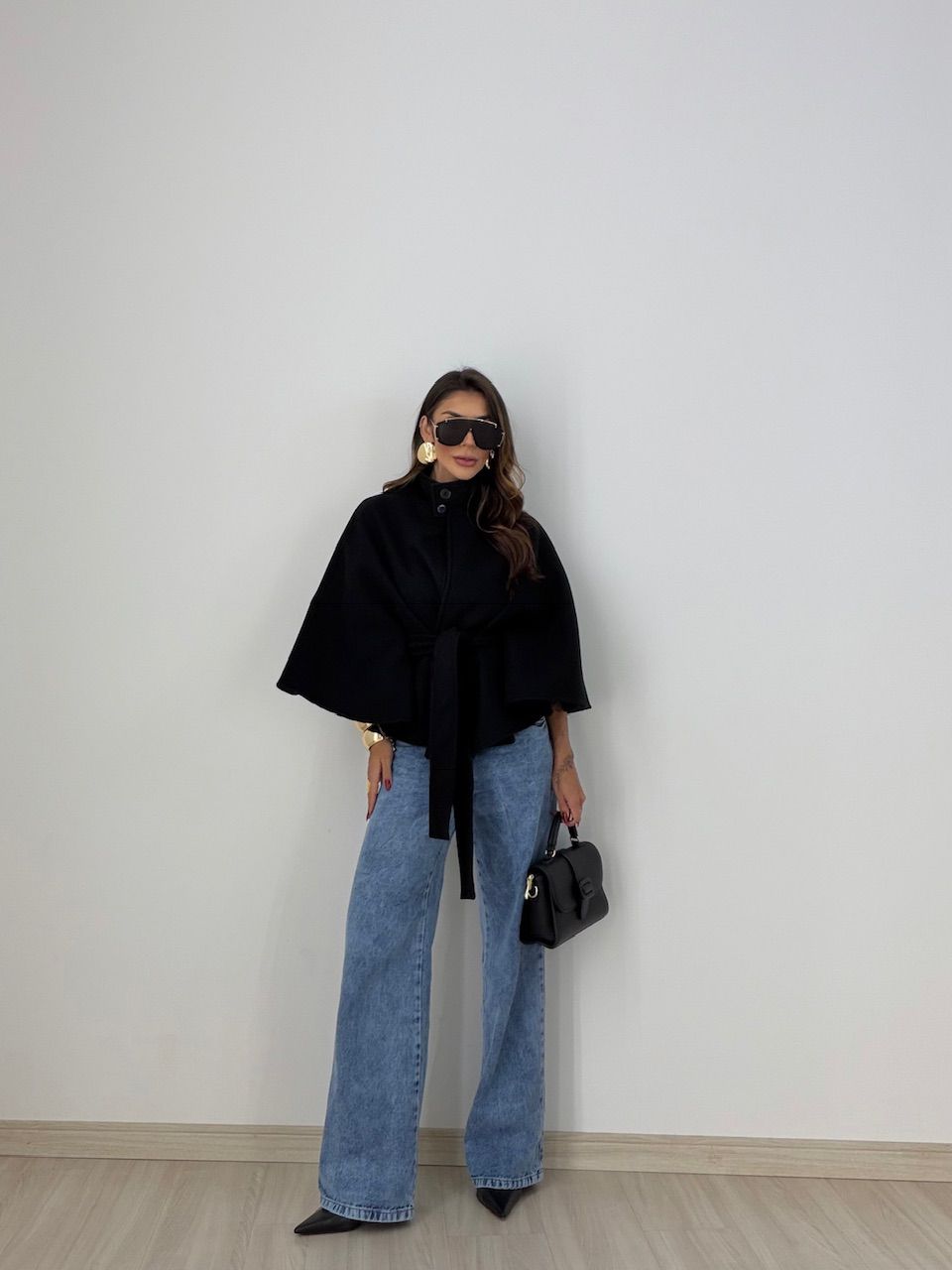 PONCHO PALOMA FAIXA PRETO