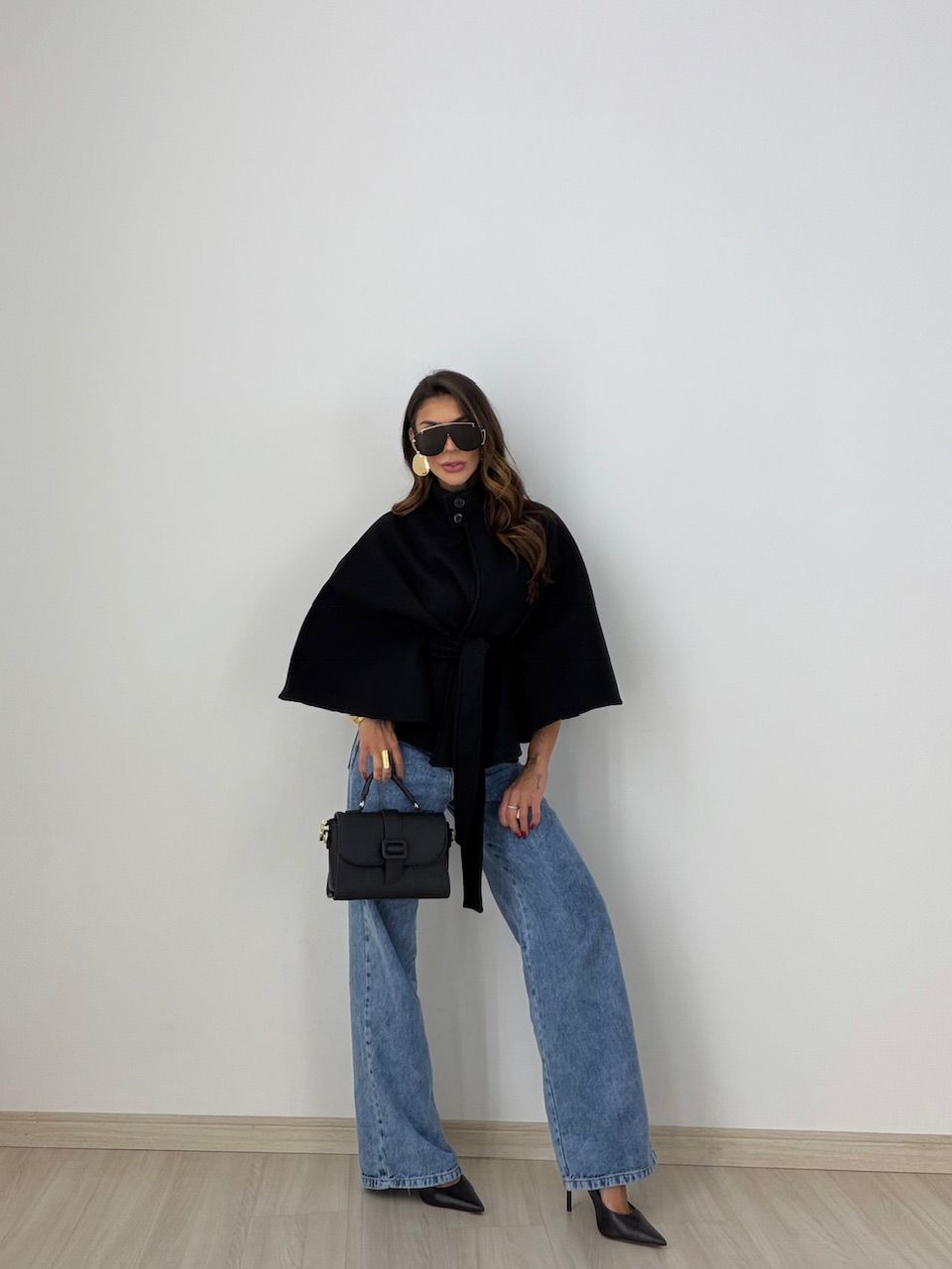 PONCHO PALOMA FAIXA PRETO
