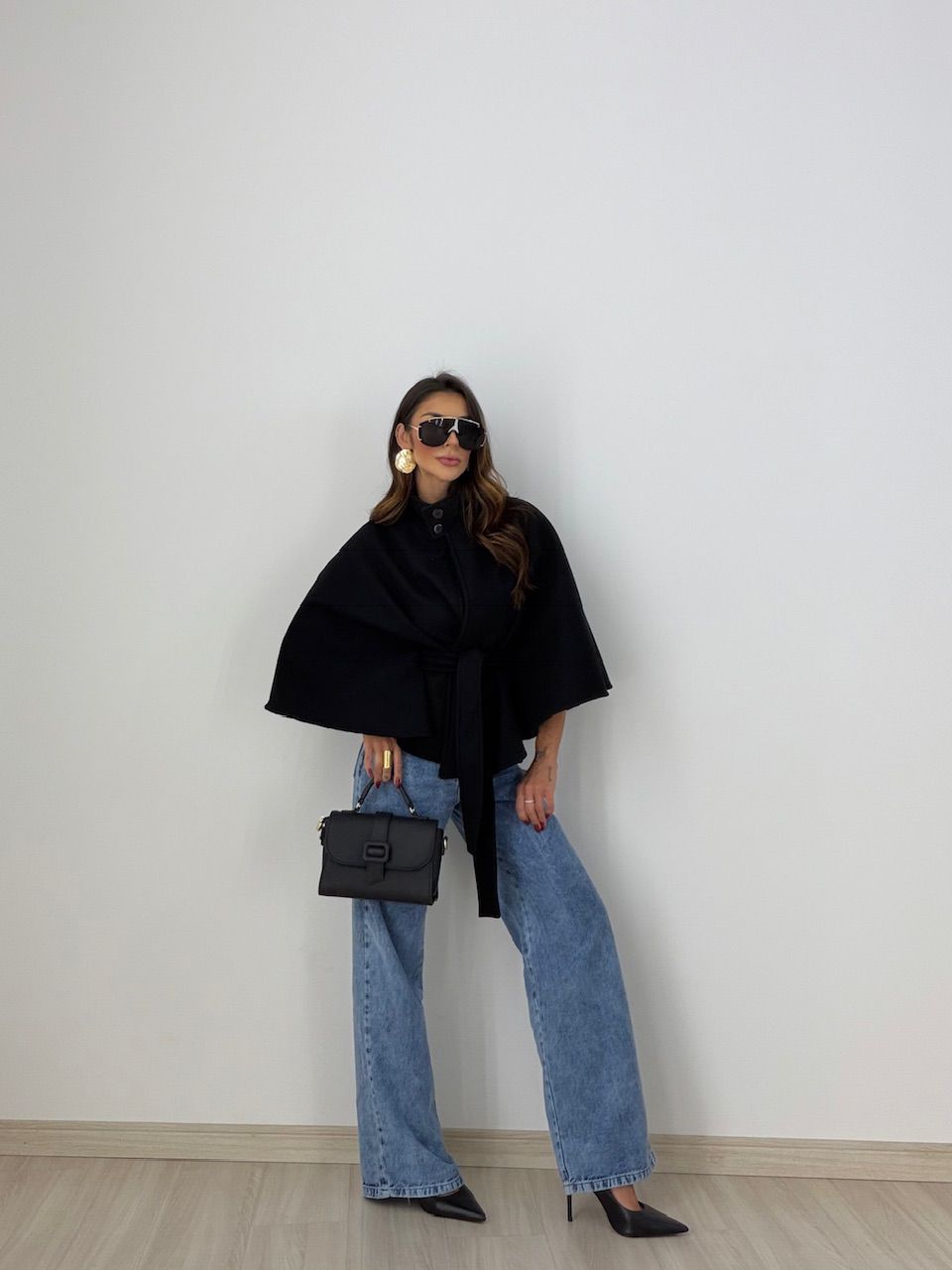 PONCHO PALOMA FAIXA PRETO