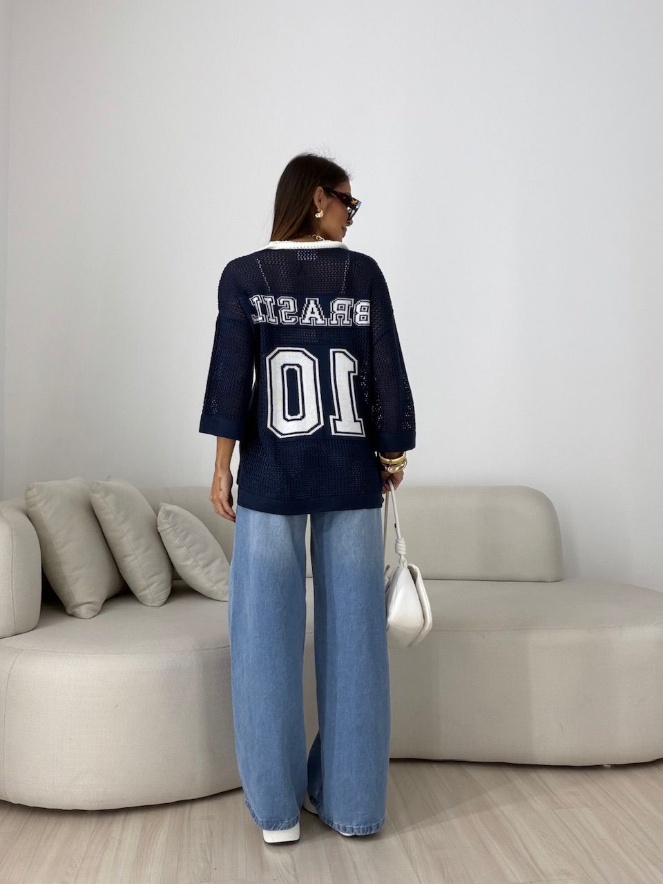 TRICOT BRASIL GOLA AZUL