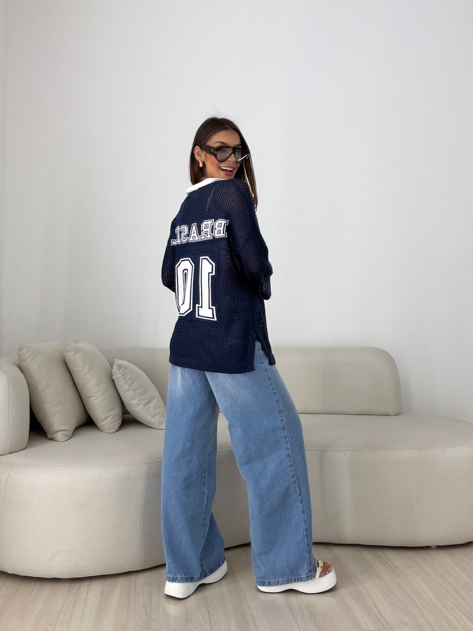 TRICOT BRASIL GOLA AZUL